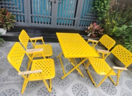 Trọn Bộ Bàn Ghế Xếp Màu Vàng Giá Tốt