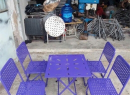 Trọn Bộ Bàn Ghế Xếp Tím Giá Sỉ