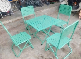 Trọn Bộ Bàn Ghế Xếp Màu Xanh Mint