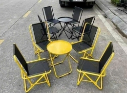 Trọn Bộ Bàn Ghế Xếp Vàng Đen