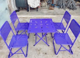 Trọn Bộ Bàn Ghế Xếp Hoa Văn Màu Tím