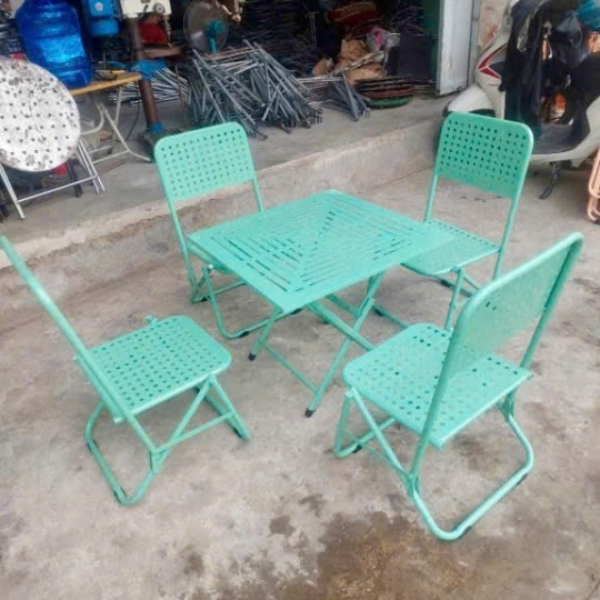 Trọn Bộ Bàn Ghế Xếp Màu Xanh Mint