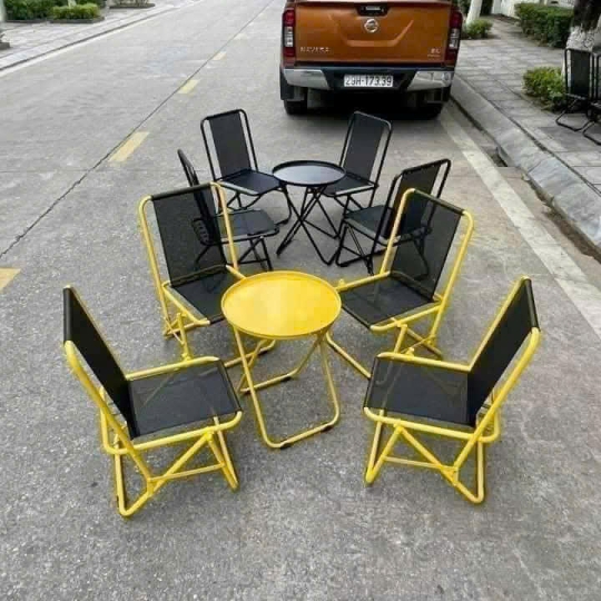 Trọn Bộ Bàn Ghế Xếp Vàng Đen